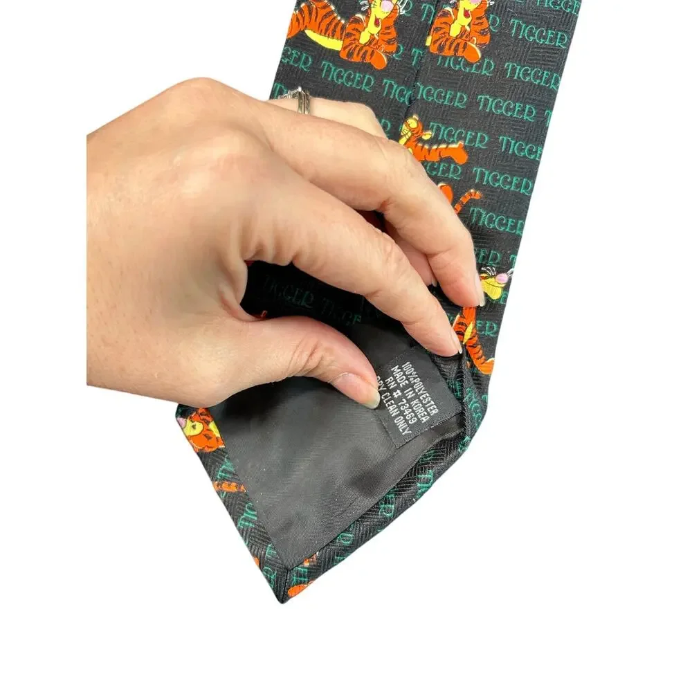 90s Disney- Tigger- honey- black green writing - novelty neck tie Winne the Pooh